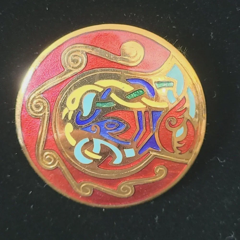 Vintage Tara Ware Book of Kells Enamel Brooch Ireland